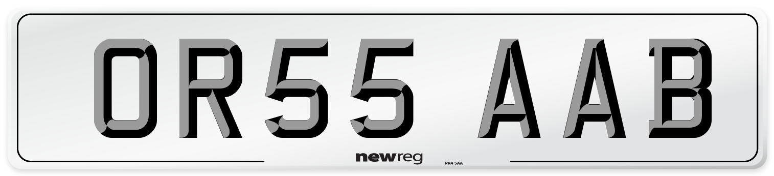 OR55 AAB Number Plate from New Reg